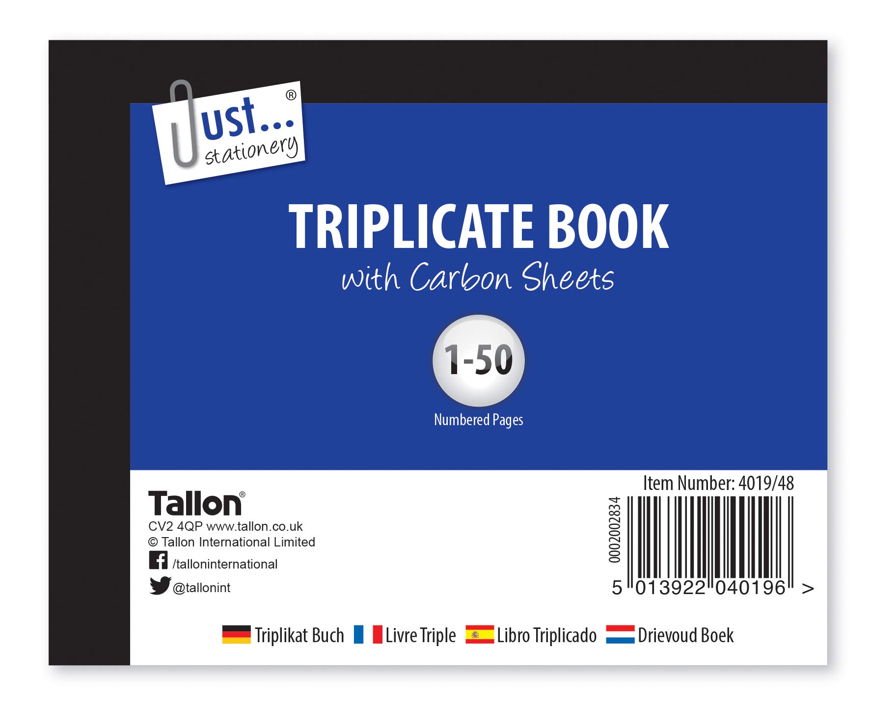 Just stationery Half Size Triplicate Book Notebook, Multi, 1-Pack, 4019