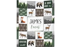 WNNNS Personalized Baby Blanket - Custom Baby Blanket for Boys with Name for Kids Personalized Baby Boy Gift for Christmas Bi