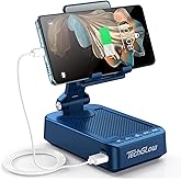 TechGlow Gifts for Men Women Foldable Cellphone Stand with Bluetooth Speaker and Charging Function 360° Rotatable Phone Stand Birthday Gift Idea for Mom Dad Cool Tech Gifts-Blue