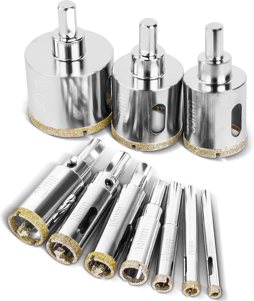 Flintronic Diamond Drill Bit Set 10pcs 6-50mm Glass Tile Marble Porcelain Cutter