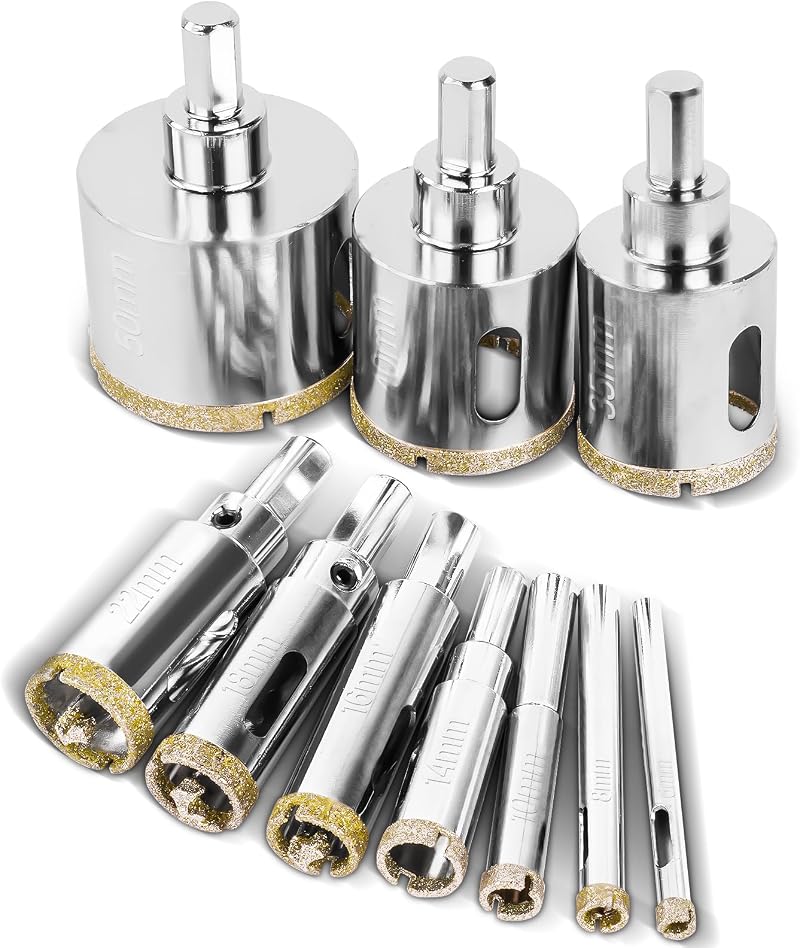 Flintronic Diamond Drill Bit Set 10pcs 6-50mm Glass Tile Marble Porcelain Cutter