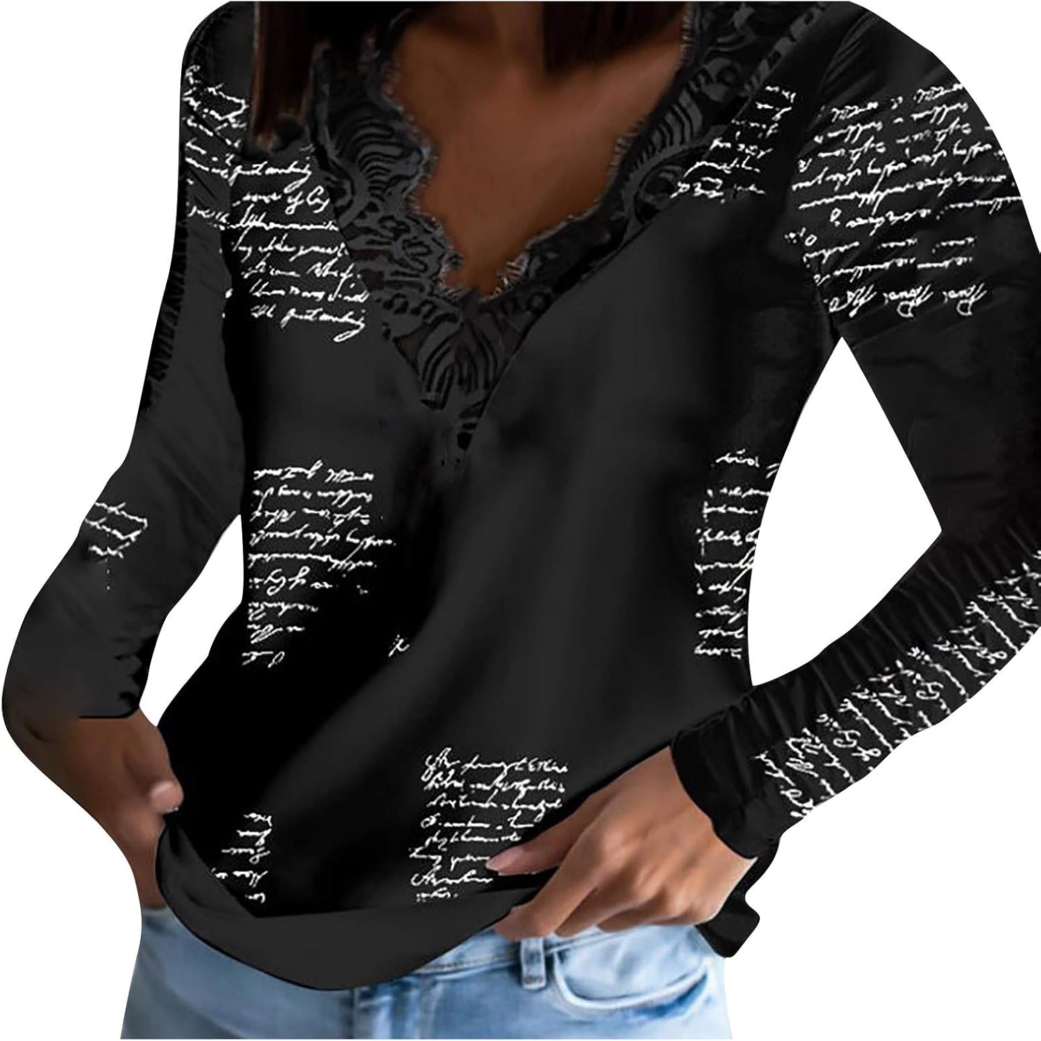 Womens V Neck Tunic Tops Sweatshirts for Women Long Sleeve Shirts Tunic Tops for Leggings Casual 