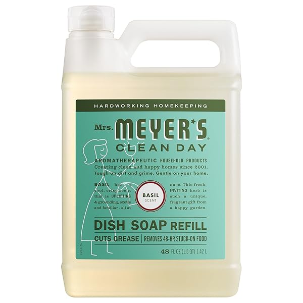 MRS. MEYER’S CLEAN DAY LIQUID DISH SOAP REFILL, BASIL, 48 FL. OZ