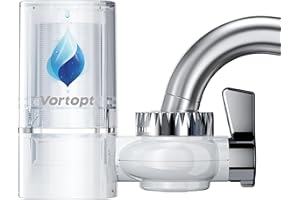 Vortopt Advanced Sink Faucet Filter, NSF Certified Faucet Installation System, 400 Gallon Capacity, Can Reduce 99% Chlorine and Odors, with 1 Water Filter（T1-White）