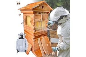 Flow Hive Beehive Starter Kit, Features 4 Auto Honey Frames & 6 Brood Frames, Durable Wooden Complete Beekeeping Beehive, Hon