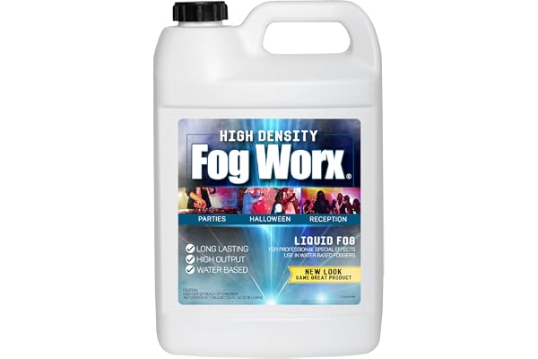 FogWorx Extreme High Density Fog Juice Gallon - Long Lasting, High Output, Odorless Water Based Fog Machine Fluid - for 400 Watt to 1500 Watt Machines