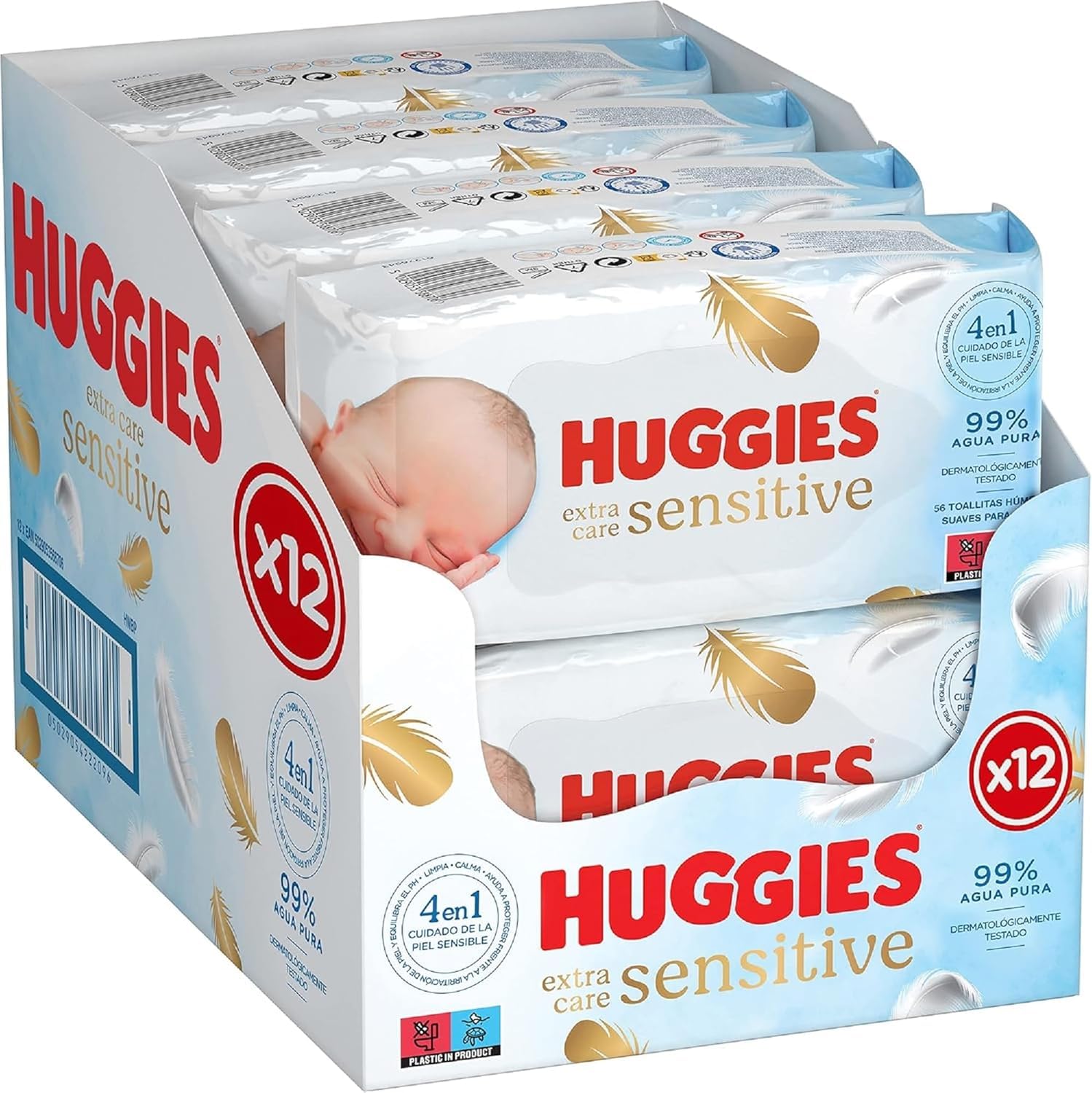 Huggies Pure Extra Care Baby Wipes - 4 Packs (168 Wipes)