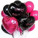 Black and Hot Pink Happy Birthday Balloons for