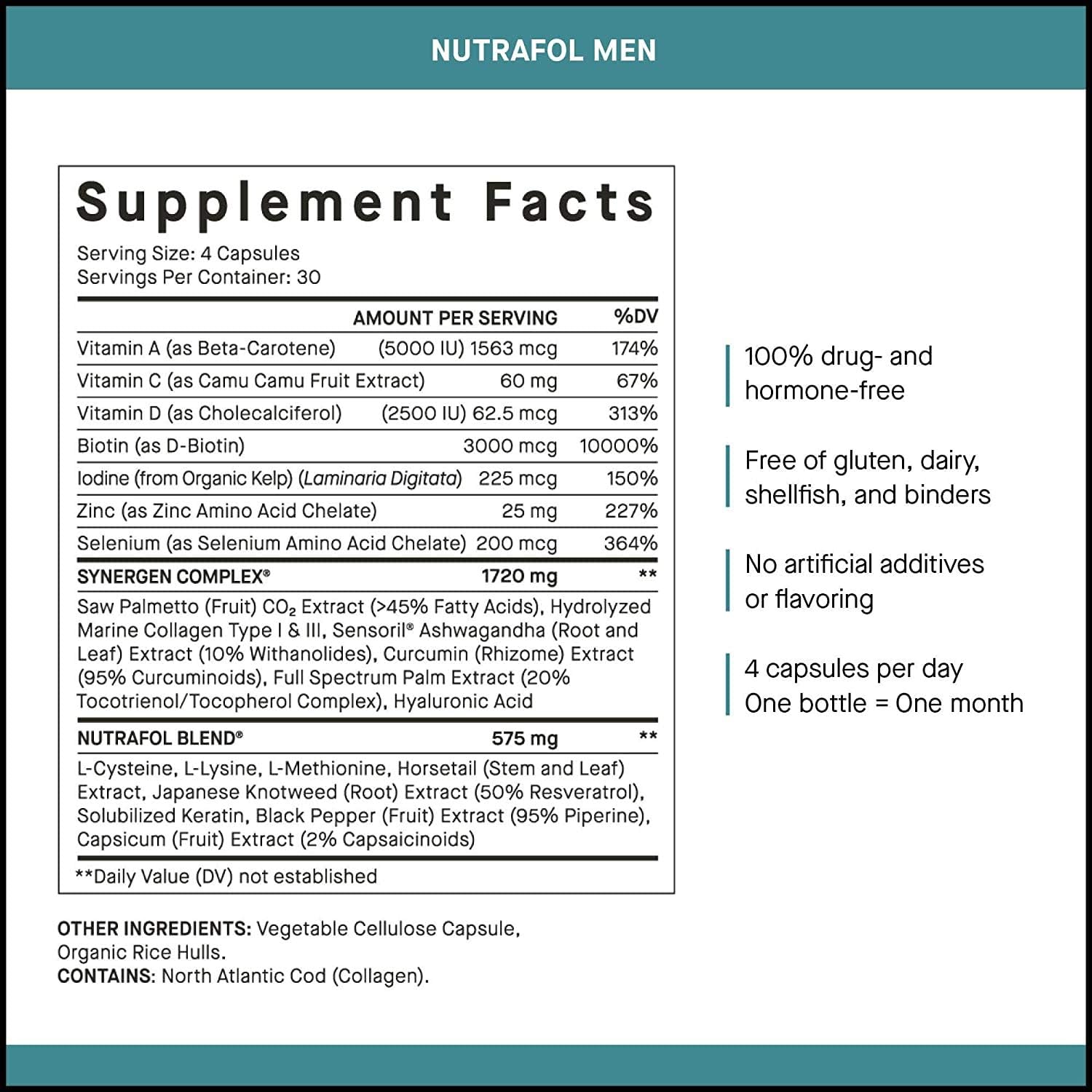 Nutrafol Mens Hair Growth Supplement for Thicker, Stronger Hair (4 Capsules Per Day - 3 Bottles - 3 Month Supply): Health & Personal Care