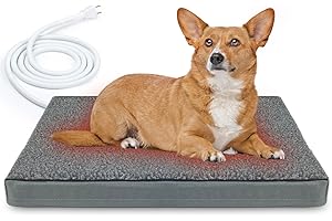 AUPETEK Outdoor Heated Pet Beds for Cat & Dog Orthopedic Foam Warming Beds Auto Temperature Control, Washable Cover with Waterproof Liner Thermo Kitty Electric Heating Bed