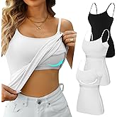 V FOR CITY Cotton Shelf Bra Camisole Tops for Women Adjustable Spaghetti Strap Tank Top Summer Cami Shirt 3 Pack