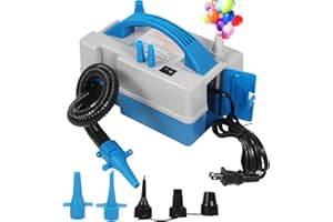 QIPUMP Balloon Pump Electric Air Pump,Dual Nozzle Inflator Deflator with Multipurpose Hose Extension,Multi-Functional Electric Pump for Air Mattresses, Inflatable Toys,Compression Bags,Balloons,Blue