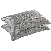 BOSOWOS Pillow Shams Standard Size Set of 2, Ultra Soft Breathable Quilted Embroidery Pillow Cases 20 x 26 Inches for Sleeping, Decorative Microfiber Bed Pillowcase Easy Care, Gray