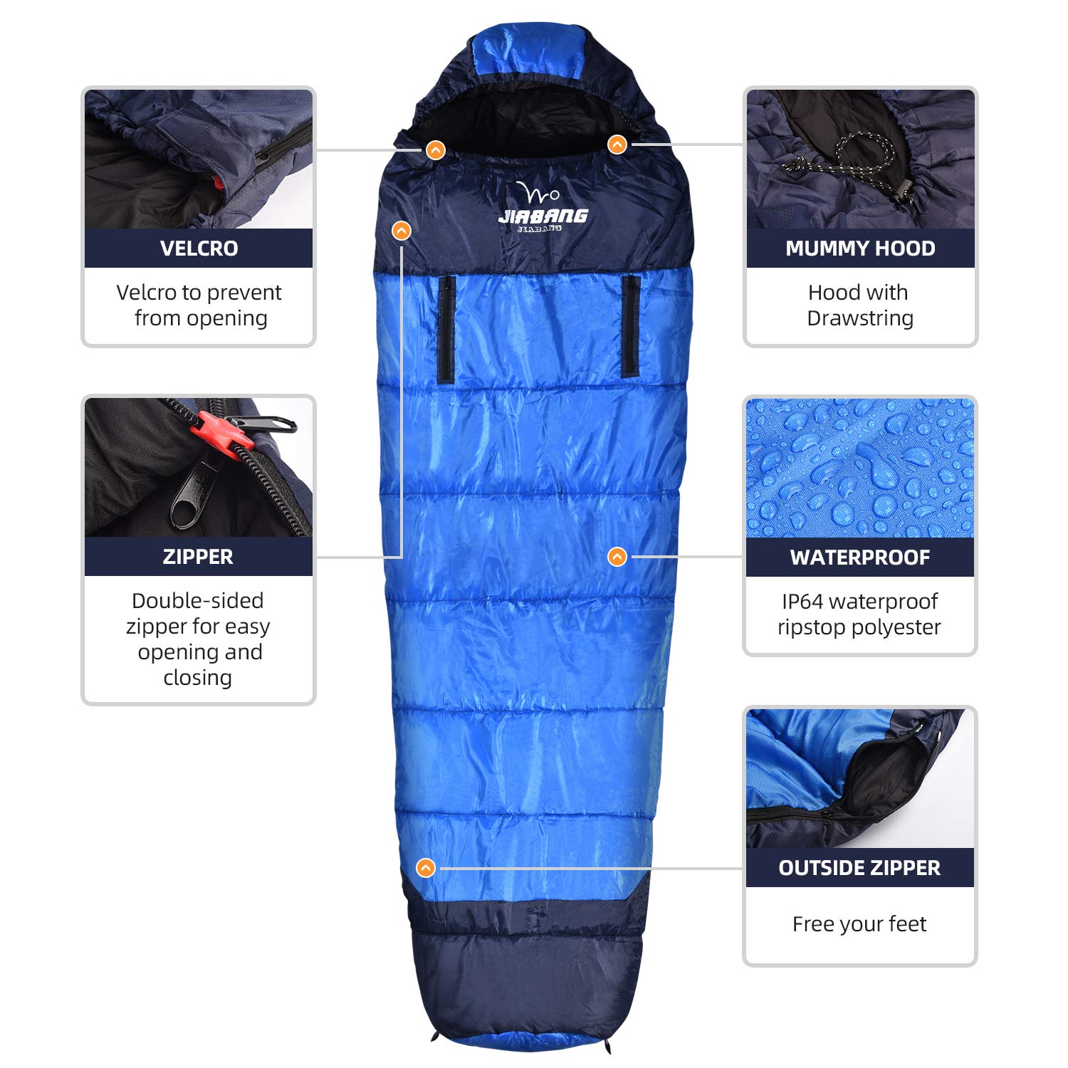 jiabang 1.5 KG Sleeping Bags for Adults 3-4 Seasons Camping-Extra Large Warm Lightweight Mummy Sleeping Bag with Compression Sack Ideal Gear for Hiking Backpacking