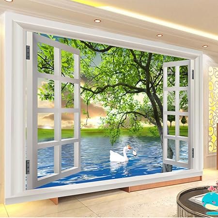 Avoir Images Papier Peint 3d Moderne Simple Exterieur Fenetre Arbre Vert le plus cool salutations