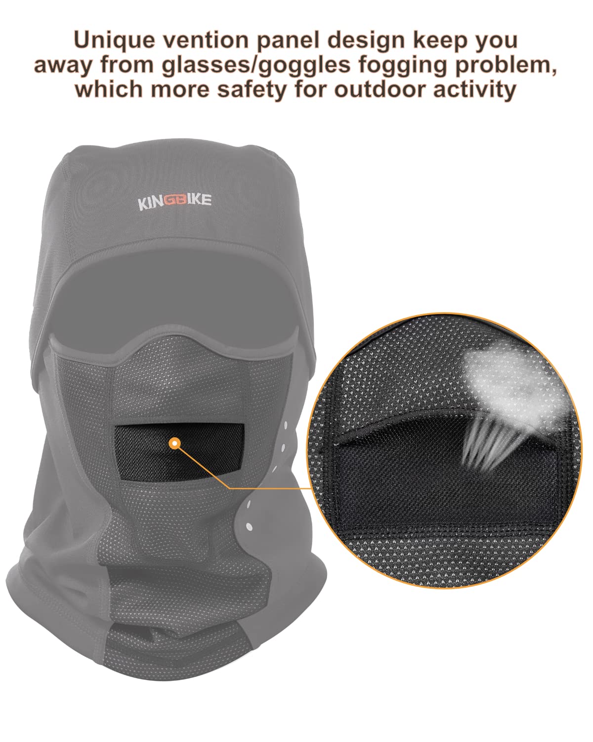 KINGBIKE Sturmhaube Sturmmaske Balaclava Skimaske Warme Gesichtsmaske für Kaltes Wetter Winter Skifahren Snowboarden Motorradfahren Eisfischen Herren Damen Schwarz(Winddicht) 8