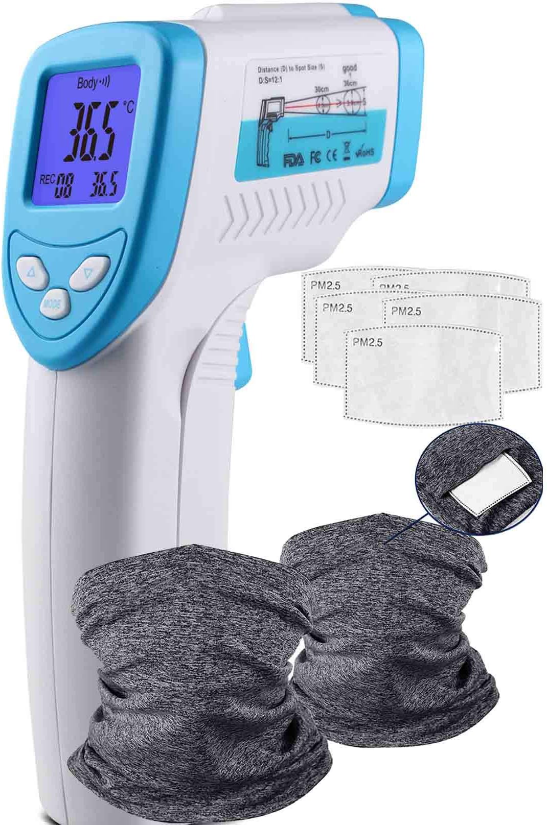 Non-Contact Thermometer Temperature Measurement Professional Medical Thermometer Laser Infrared Digital Temporal Thermometer Ear Forehead Non-Contact Fever Alarm Memory Backup for Baby Kids Adults
