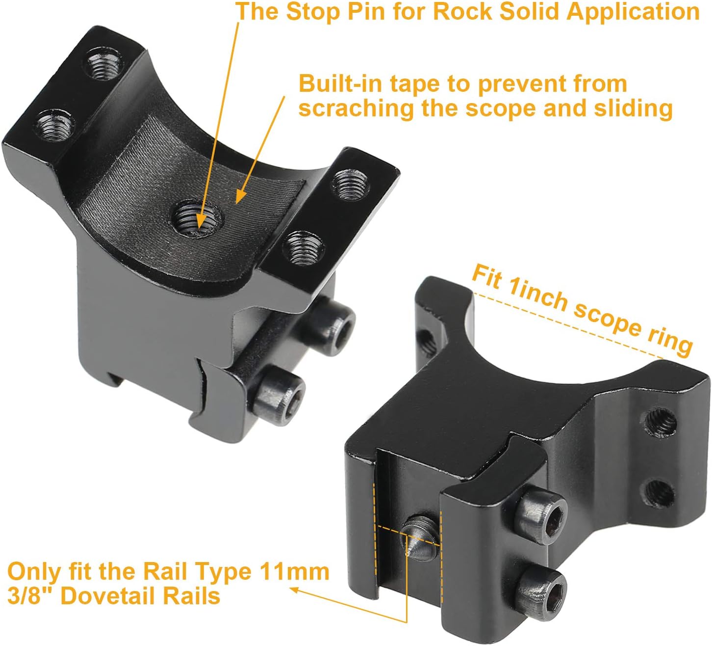GOHIKING Dovetail Scope Rings 1 inch for Picatinny - Heavy Duty 2pcs 1 inch High Profile + 2pcs 1 Inch Medium Profile Scope Rings Mount for 11mm Dovetail Rails : Sports & Outdoors