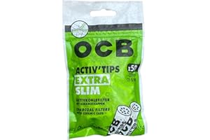 50 OCB Slim 6mm Activated Charcoal Filters ACTIV'TIPS Slim with Ceramic caps