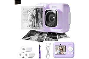 ETIKEZ Instant Print Camera for Kids, HD Digital Camera, Christmas Birthday Gifts for 4 5 6 7 8 9 10 Year Old Girls Boys, Portable Toy Printer with 32GB SD Card & 3 Rolls Printing Paper