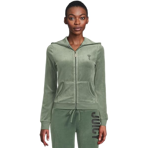 Juicy Couture Women's Solid Classic Juicy Hoodie with Back Bling