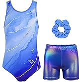JOYSTREAM Gymnastics Leotards for Girls with Shorts Sparkly Ballet Dance Activewear