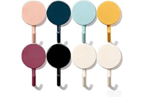12 Pack Waterproof Adhesive Wall Hooks, Small Plastic No Drill Towel and Key Hooks, Macarons Color Bathroom Shower Door Hange