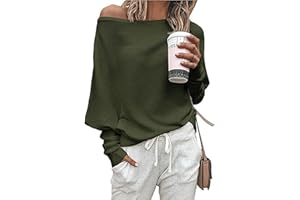 BTFBM Womens Sweaters Off The Shoulder Long Batwing Sleeve Loose Knit Pullover Sweater Tops Trendy Spring Outfits 2026