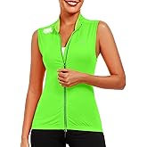 Little Donkey Andy Women's Breathable Cycling Vests full Zip Reflective Sleeveless Jerseys Running Biking Shirts 4 Pockets