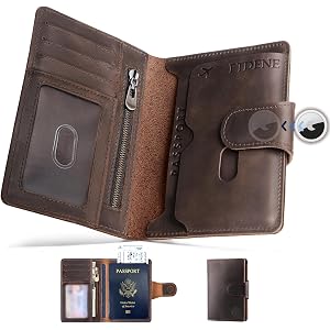 Passport Wallet for Men, Full Grain Leather Passport Holder, AirTag Slot | 2-3 Passport Capacity, Slim for Travel, Multiple P