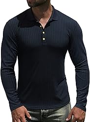 NITAGUT Men's Polo Shirts Long Sleeve Casual Slim
