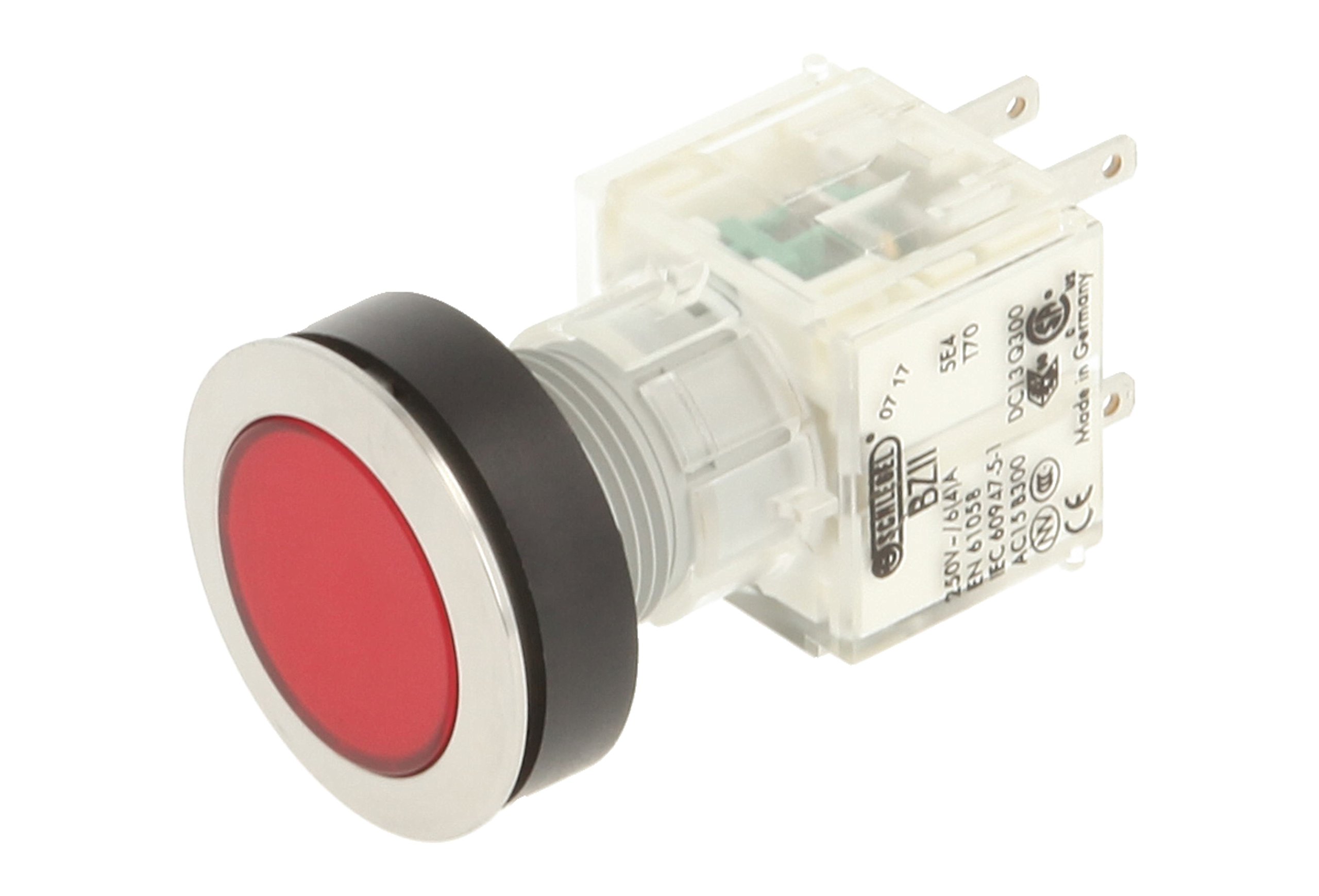 Schlegel 23.000.413 Push Button Stainless Steel, Button Cap, Red, Push Contact Sensor, 2 NO Contact