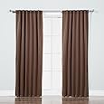 Best Home Fashion Basic Thermal Insulated Blackout Curtains - Back Tab/Rod Pocket - Chocolate - 52" W x 96" L - No Tiebacks - (Set of 2 Panels)