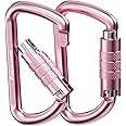FresKaro 3inch 12kN-2698lbs Auto Locking Carabiner Clips, Solid D Shape, Heavy Duty 7075 Aluminum, Lightweight 1.09oz, Rust Proof, for Hammock, Hiking, Dog Leash, Keychain etc., Multi-Colors