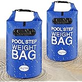 25L/75LB Heavy Duty Pool Ladder Weights, 2 Pack 500D PVC Waterproof Pool Step Weights with Handle, No Breaken Tear-Resistance Foldable Pool Stair Sand Weights for Above Ground Pools (Blue)