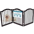 INTERNET'S BEST Arched Top Dog Gate | 3 Panel, 24" H Wooden Pet Barrier for Dogs or Cats | Freestanding Folding Room Divider for Doorways, Hallways, Stairs, and Porch | Portable, Extra Wide | Espresso