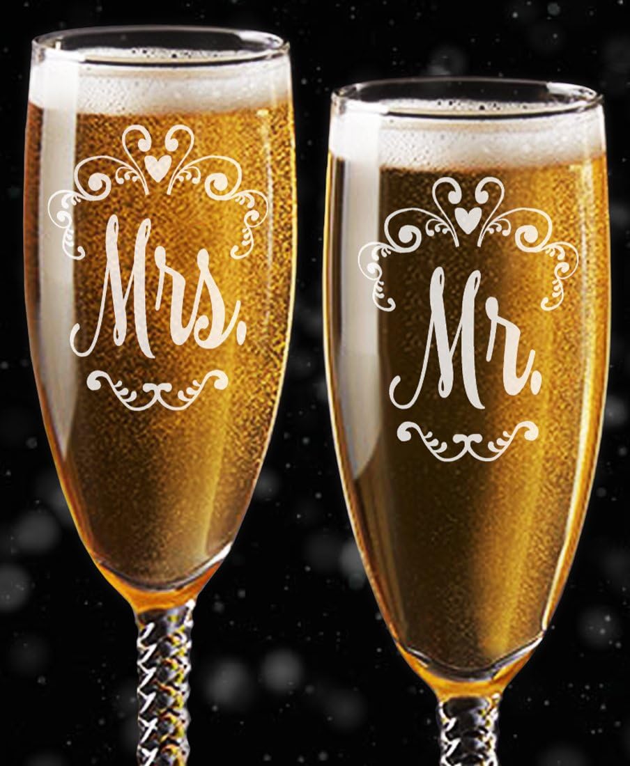 husband and wife champagne glasses