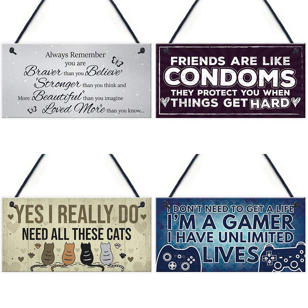 linselles Natural Wood Home Art Decor Friendship Pattern Doors and Windows Wooden Decoration Signs Plaques