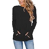 AUSELILY Long Sleeve Drawstrings Hoddie Sweatshirt With Thumb Holes Hoodie for Women