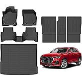 Wailtnb Floor Mats & Cargo Liner Backrest Mat for Audi Q3 2019-2024 2025 All Weather Liners Custom Fit Audi Q3 2019-2024 Waterproof Durable Easy to Clean Accessories
