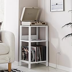 TUTOTAK Record Player Stand with Storage Up to 100