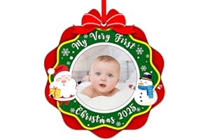 SICOHOME Babys First Christmas Ornament 2025 - My Very First Christmas Picture Frame Ornament Acrylic Newborn Baby 1st Christmas Ornament Photo Frame Girl Boy for Son Daughter Grandson Granddaughter