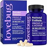 Lovebug Postnatal Probiotics - 20 Billion CFUs Multi Strain for Breastfeeding -with Fenugreek, Milk Thistle & Fennel,Supports Breast Milk & Gut Health, Postpartum Essentials, 30 Capsules