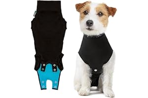 Suitical Recovery Suit for Dogs - Comfortable Post-Surgery Suit with Hold-Up System for Spay, Neuter, Skin Issues - Breathable, Cone-Free Option - Medium, Black - Neck to Base of Tail: 21.7 - 27.2 in