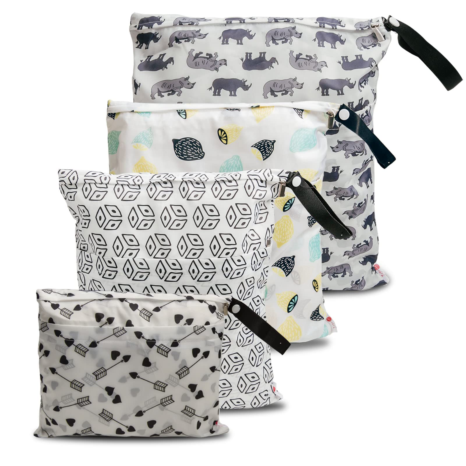 Joyo roy Wet Bag Nappy Bags Wet Bags for Swimming for Gym Beach Pool Travel Laundry Waterproof Bag Camping Wetsuit Drybags Waterproof Baby Large Cloth Nappy Pouch 2 Zipper Organisers Pouch SMML