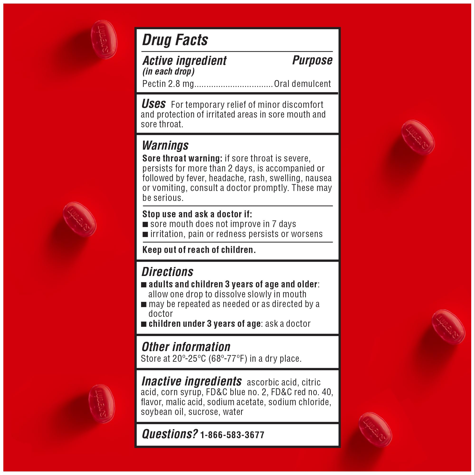 Luden's Sore Throat Drops, For Minor Sore Throat Relief, Wild Cherry, 30 Count, 12 Pk