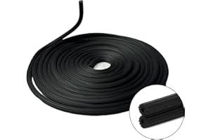 Moyios Window Screen Spline 0.137in*100ft Window Screen Repair Tool, Window Screen Retainer Spline, Black, Round