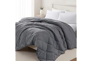Homelike Moment Lightweight Twin Comforter-Grey Duvet Insert Down Alternative Comforter Twin Size Bed, All Season Quilted Breathable Soft Bedding Comforter with Corner Tabs Dark Gray