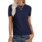 ANRABESS Womens Short Sleeve Sweaters Wool Blend Crew Neck Sweater Shirts Business Casual Work Tops 2026 Summer Outfits