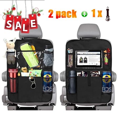 2 Stück Auto Rückenlehnenschutz,Große Taschen und iPad-Tablet-Halter,Auto Rücksitz-Organizer für Kinder,Kick-Matten-Schutz fü